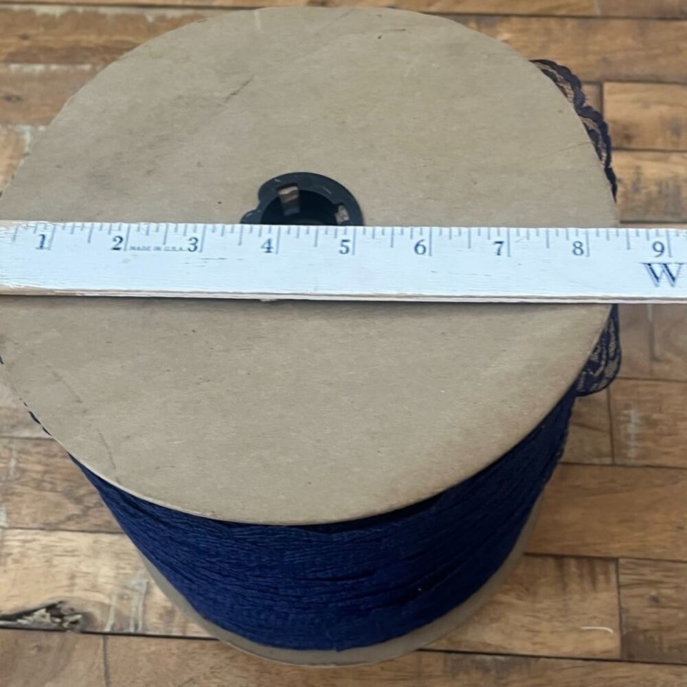 Large 8.5 in Spool Of Navy Blue Lace Trim Scalloped Floral 2 Lbs 14 Oz - Picture 5 of 7